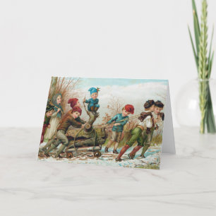 Carte de Noël Vintage   Ramener le journal des règ