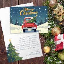Carte de Noël vintage Red Truck