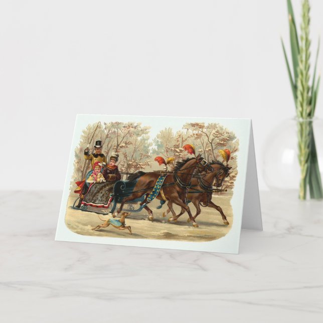 Carte de Noël Vintage "Sleigh Ride" (Devant)