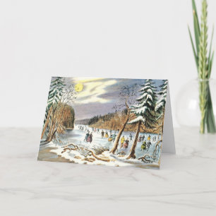 Carte de Noël Vintage Vieux Vieux Vierge à l'intér