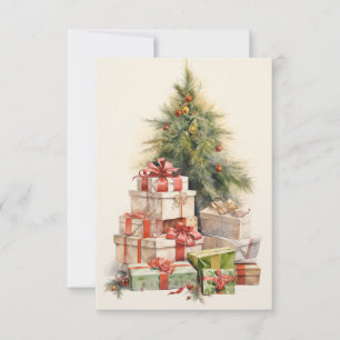 Carte de Noël vintage Watercolor
