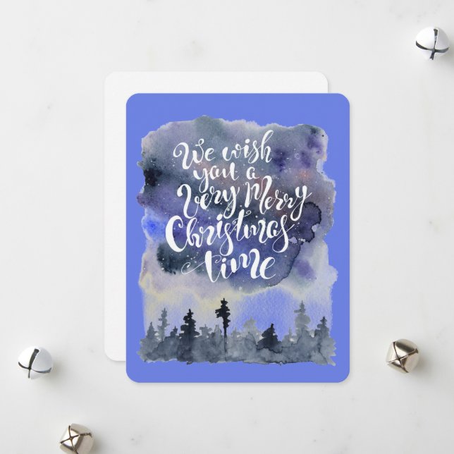 Carte de Noël Watercolor (Devant/Arrière en situation)