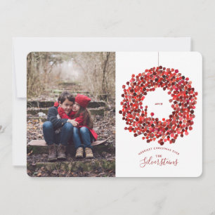 Carte de Noël Watercolor Berries Wreath