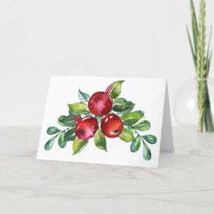 Carte de Noël Watercolor Berry Stem