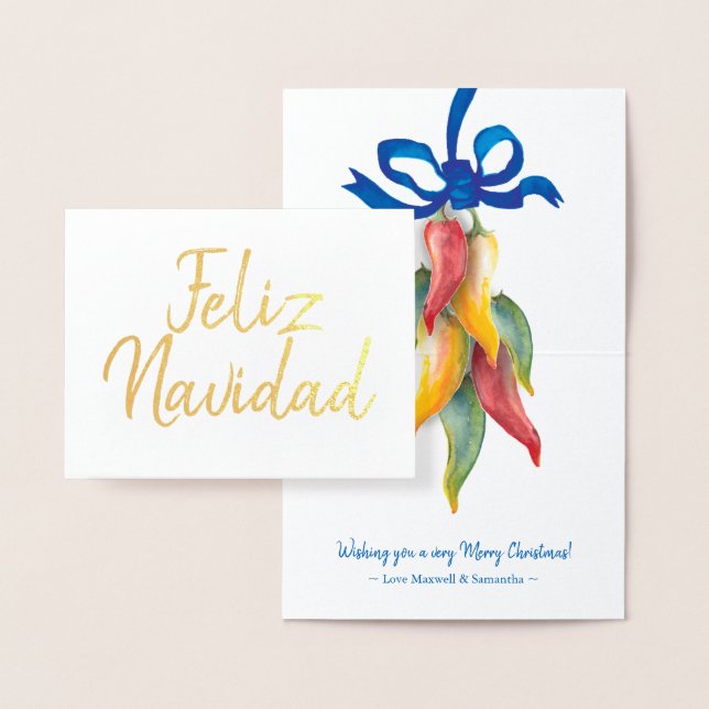 Carte de Noël Watercolor et Real Foil (Affichage)