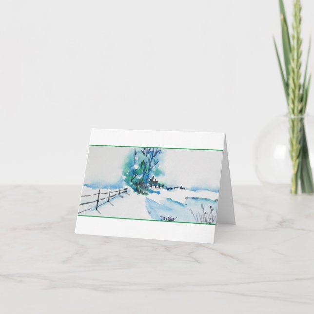 Carte de Noël Watercolor Snow Landcape (Devant)