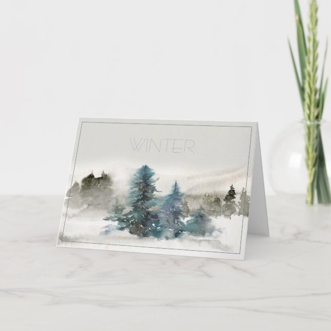 Carte de Noël Watercolor Winter Scene (Devant)