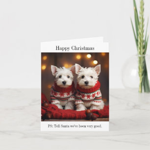 Carte de Noël West Highland White Terrier Puppies