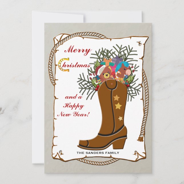 Carte de Noël Western Boot (Devant)