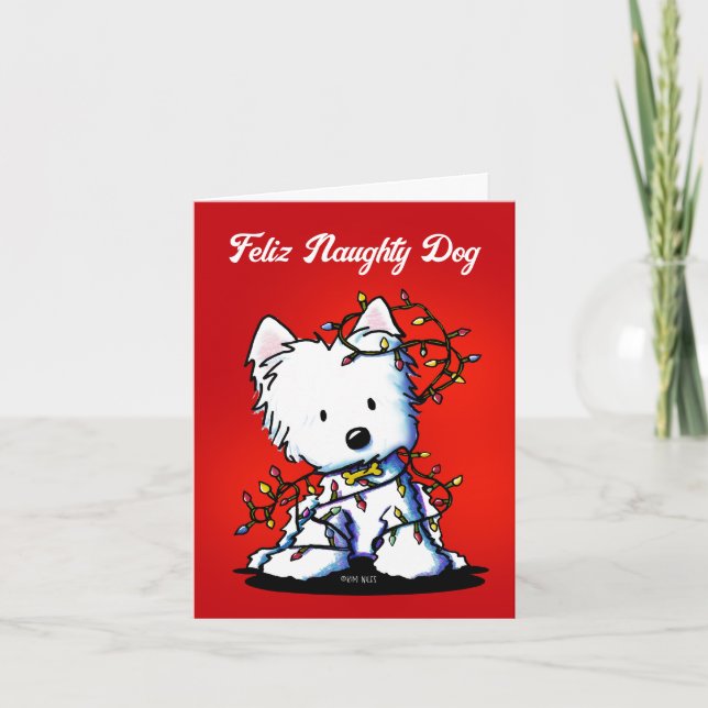 Carte de Noël Westie Chien Fluffybutt (Devant)