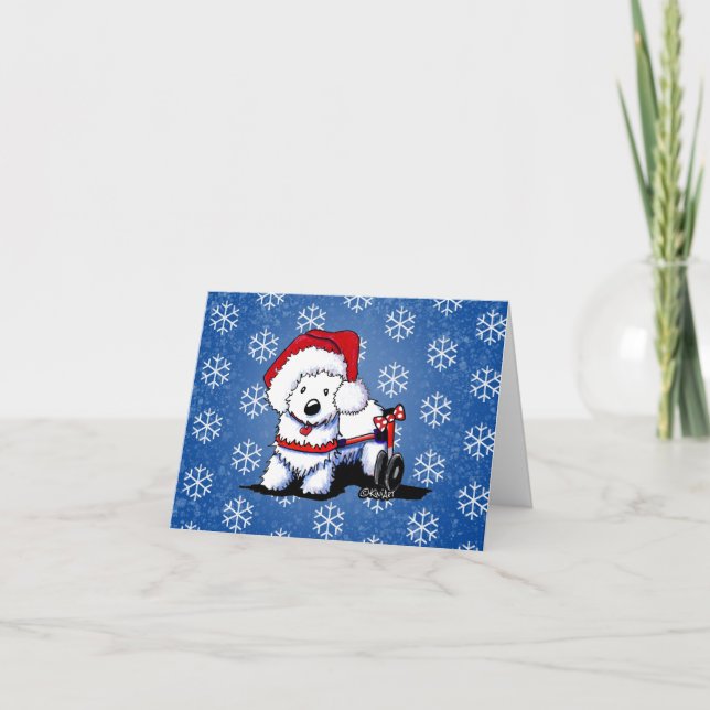 Carte de Noël Westie KiniArt Wheels (Devant)