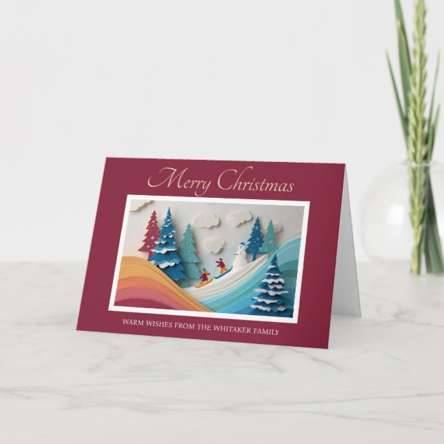 Carte de Noël Whimsical avec conception de papier  (Devant)