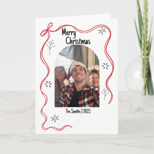 Carte de Noël Whimsical Doodle avec photo
