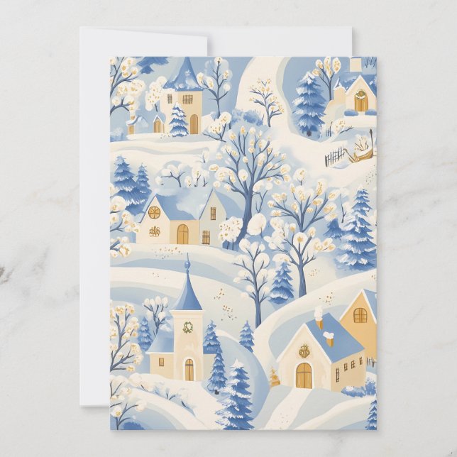 Carte de Noël Whimsical Village de neige (Devant)