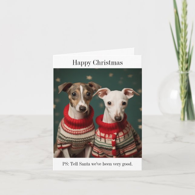 Carte de Noël Whippet Puppies (Devant)