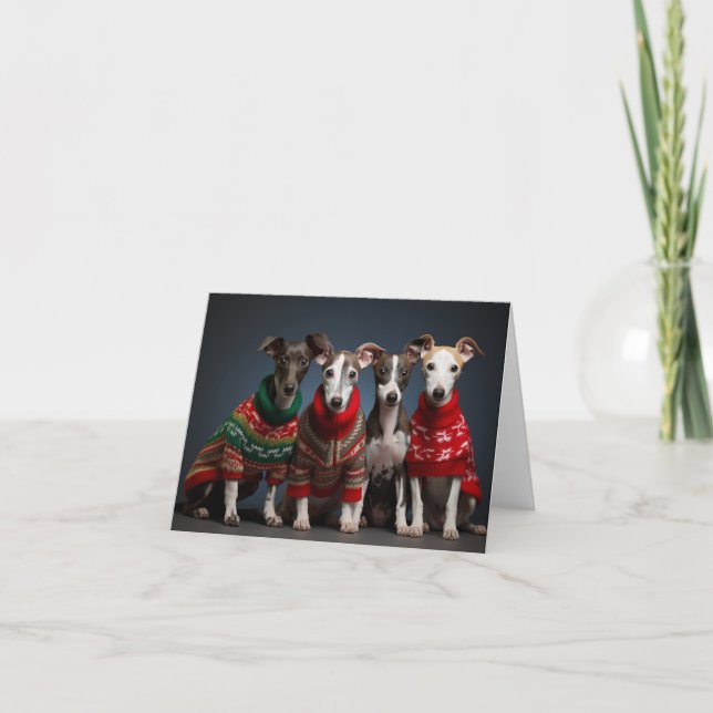 Carte de Noël Whippet Puppies (Devant)