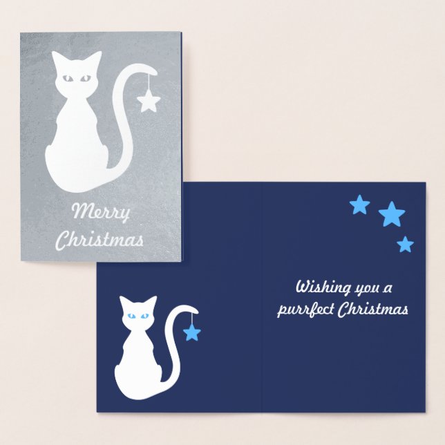 Carte de Noël White Cat Foil (Affichage)