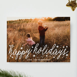 Carte de Noël White Script Big Photo