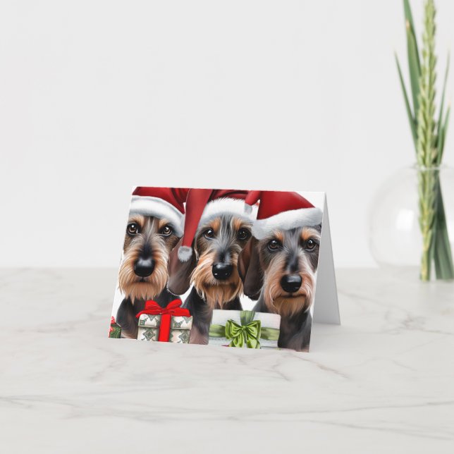 Carte de Noël Wirehair Dachshund (Devant)