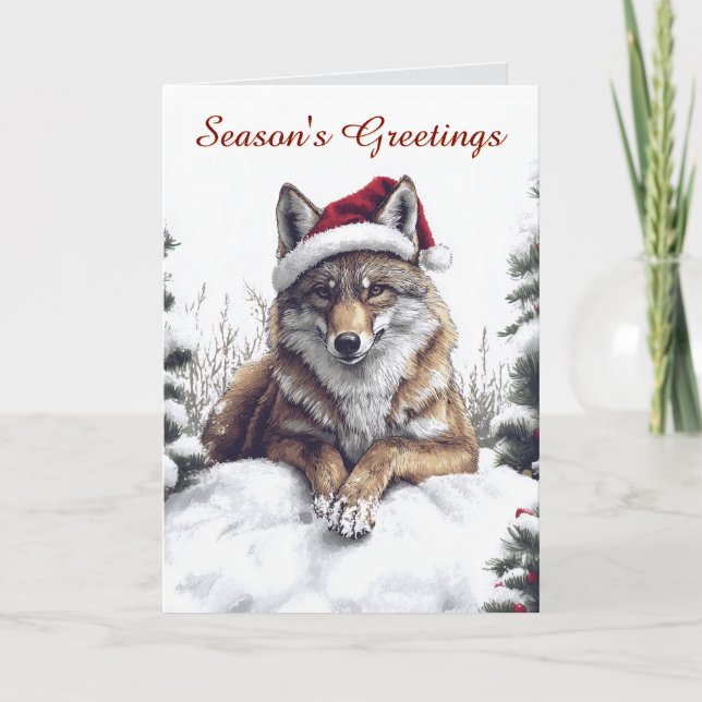 Carte de Noël Wolf Père Noël (Devant)