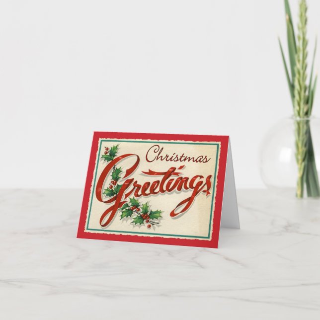 Carte de Noël Wreath de style rétro (Devant)