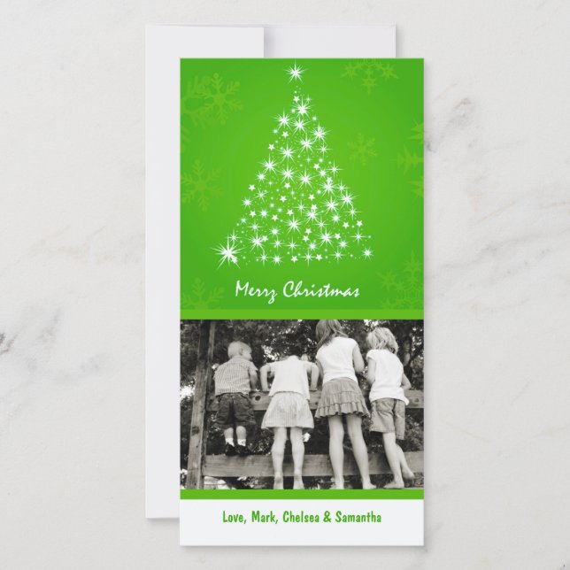 Carte de Noël XMAS Arbre 4x8 Lime Snowflake (Devant)