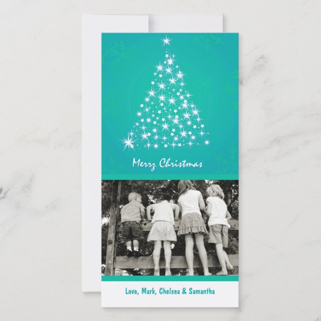 Carte de Noël XMAS Turquoise Snowflake 4x8 (Devant)