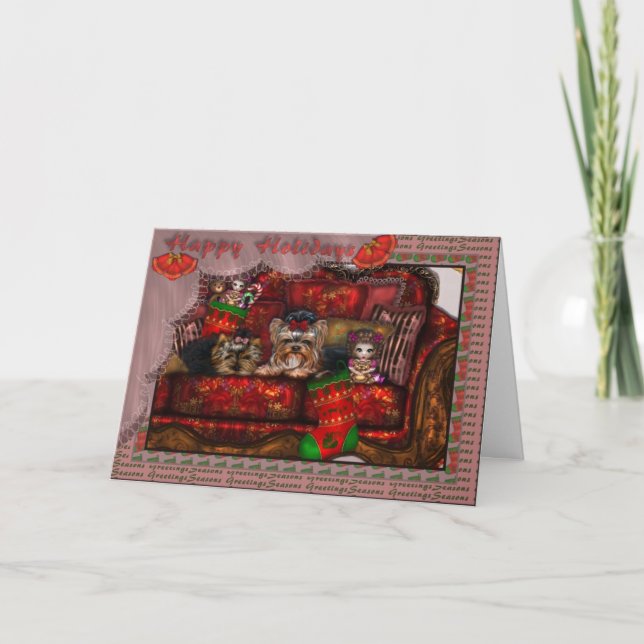 Carte de Noël Yorkie (Devant)