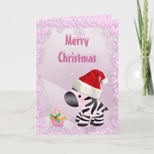 Carte de Noël Zebra, Cupcake Rose & Sequins De Nei
