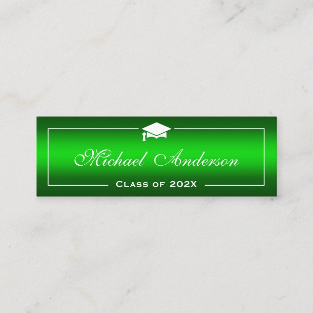 Carte de nom de diplôme - Classy Plain Green Gradi (Devant)