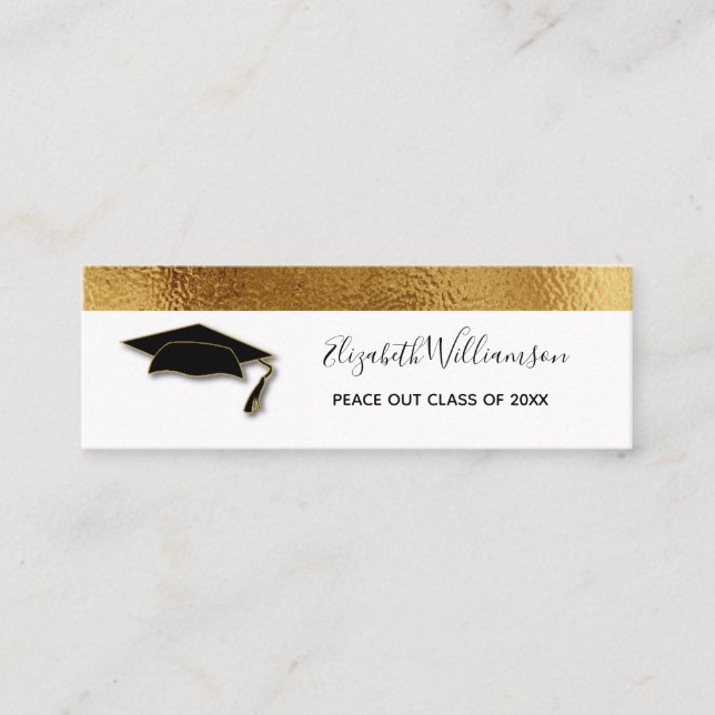 Carte de nom de diplôme Elegant Gold Insert Card (Devant)