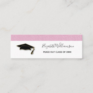 Carte de nom de diplôme Parties scintillant rose