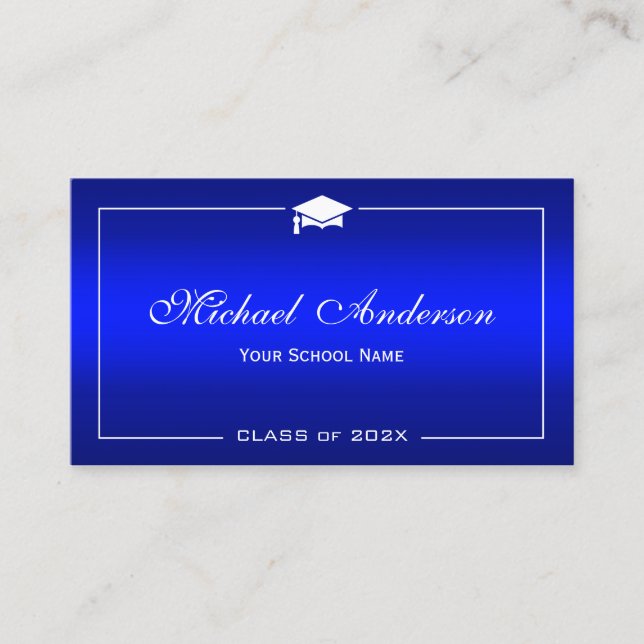Carte de nom de diplôme - Stylish bleu clair dégra (Devant)