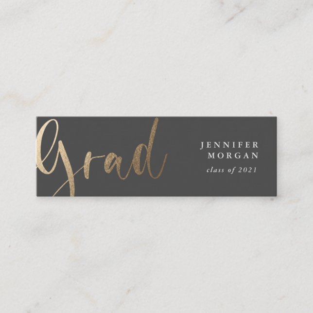 carte de nom de graduation de script or (Devant)