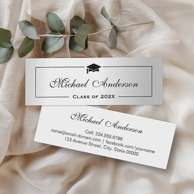 Carte de nom de la graduation Silver Metallic Look (Créateur téléchargé)