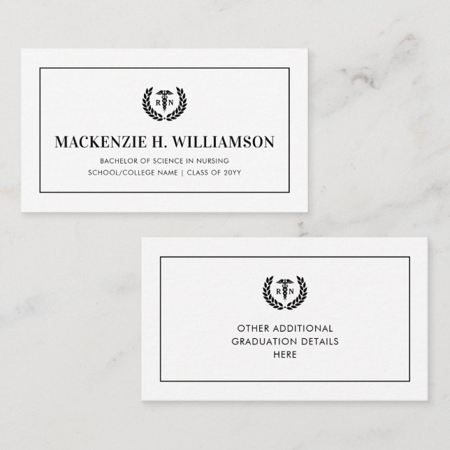 Carte de nom de l'école de soins infirmiers de la  (Devant / Derrière)