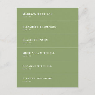 Carte de nom de mariage DIY vert sauge