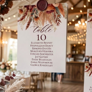 Carte de nom de numéro de table de florales en ter