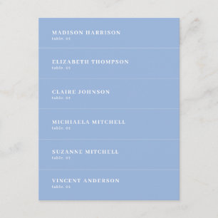 Carte de nom de table de mariage bleu poussiéreux