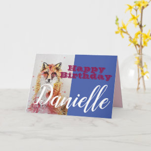 Carte de nom des femmes d'anniversaire du renard r