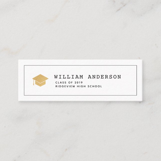 Carte de nom d'insertion de graduation blanc class (Devant)