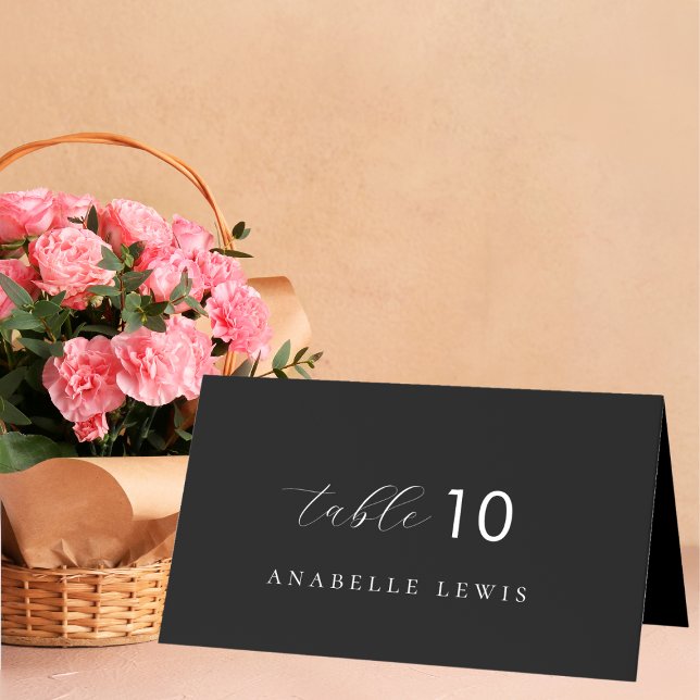 Carte de nom d'invité à motif monogramme Black Chi (Créateur téléchargé)