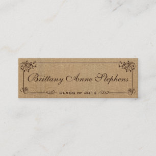 Carte de nom d'obtention de diplôme Burlap Inserti