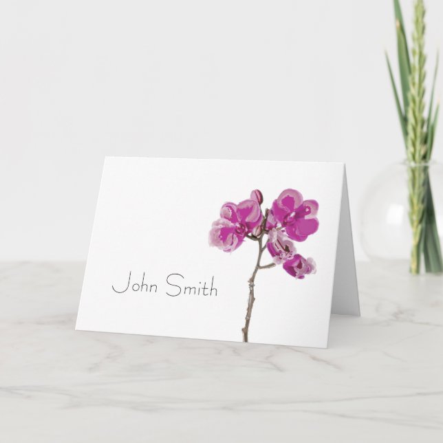 Carte de nom d'orchidée rose (Devant)