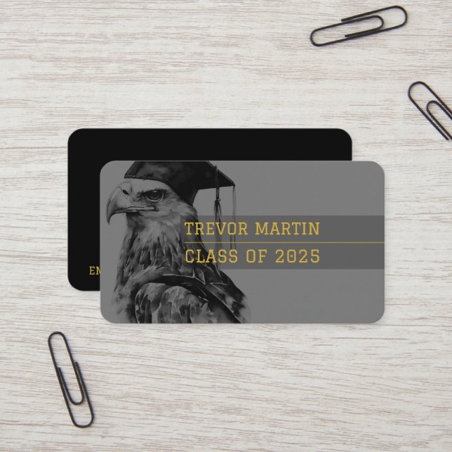 Carte de nom du diplômé | Aigle (Devant/Arrière en situation)
