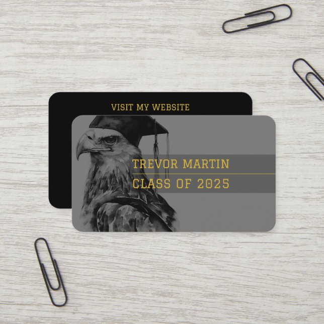 Carte de nom du diplômé | Aigle (Devant/Arrière en situation)