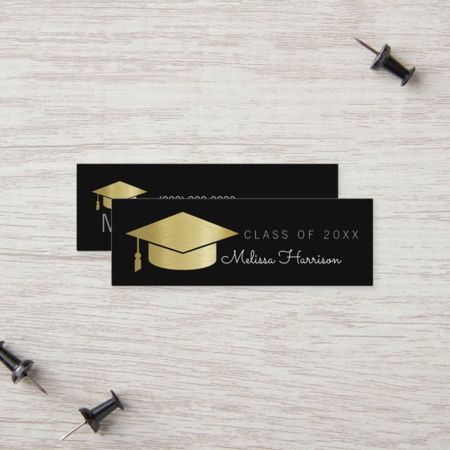Carte de nom du diplômé Classe élégante de (Devant/Arrière en situation)