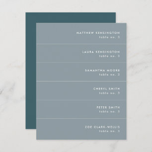 Carte de nom du Mariage Turquoise gris bleu minima