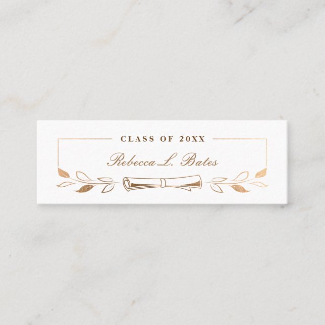 Carte de nom Elegant Gold Graduate (Devant)