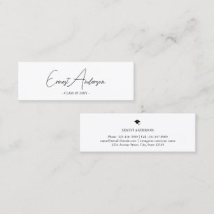 Carte de nom moderne Elegant Black & White Graduat